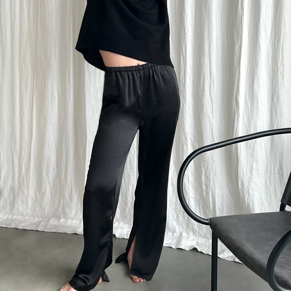 Oak & Fort Satin Pants with Front Slits
